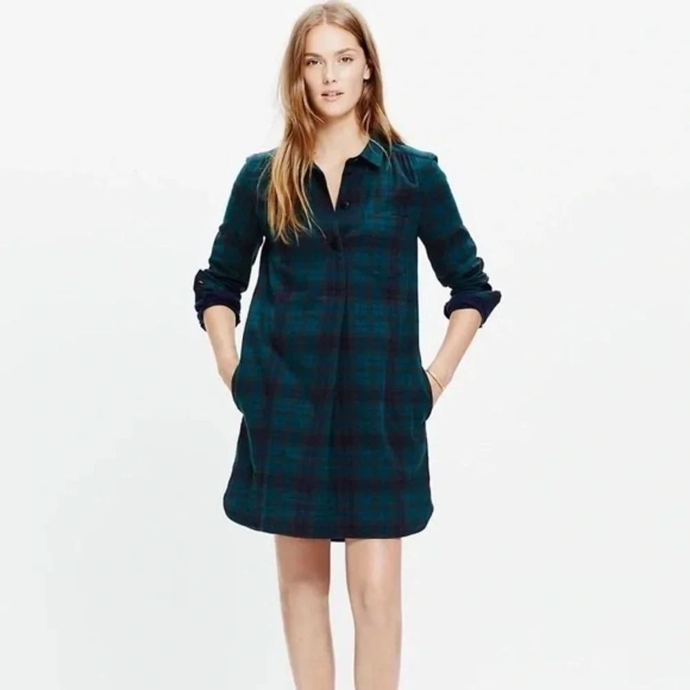 Madewell Latitude Shirt Dress, Alma Plaid 16307